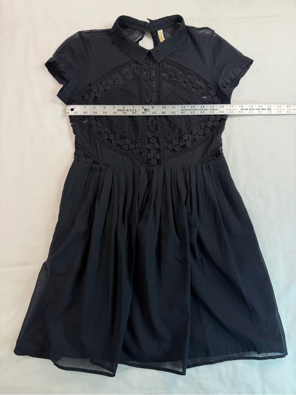 Free People Black Lace Cap Sleeve Whimsigoth Mini Dress Size 12 - Picture 10 of 14